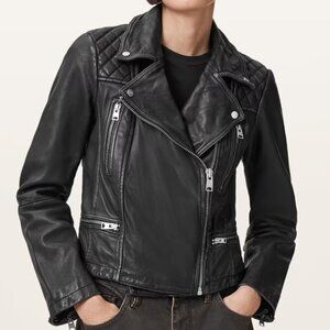 Womens AllSaints All Saints Leather Kelham Biker Jacket